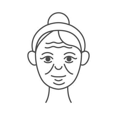 Minimalist yüz kırışıklıkları, pembe aksanlı, modern, ince çizgi tarzı bir simge. Güzellik, cilt bakımı, spa, sağlık, ürün ambalajlama, sosyal medya ve dijital pazarlama için ideal.