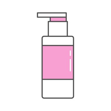Minimalist cilt losyonu şişesi ikonu pembe aksanlı, modern, ince çizgi şeklinde. Güzellik, cilt bakımı, spa, sağlık, ürün ambalajlama, sosyal medya ve dijital pazarlama için ideal.