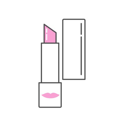 Bu simge, pembe renkte ruj ve dudak parlatıcısının, güzellik, özbakım ve kozmetik ürünleri sembolize eden bir görüntüsünü içerir..