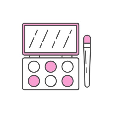 Moda ve modern makyaj ikonu. Açık bir göz falı paleti, dahili aynası ve makyaj fırçası var..