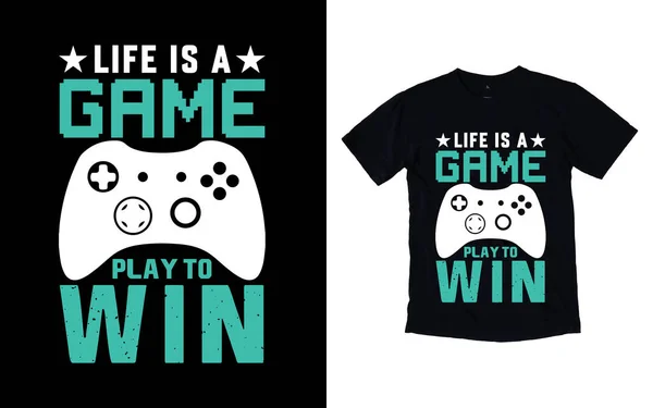 Vector Gaming Typography Shirt Design Gaming Console Vector Illustration Gamer — Stock Vector