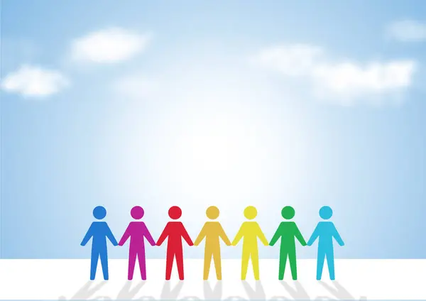 rainbow color people holding hands