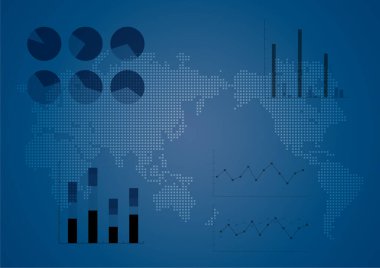 Dünya haritası ve grafikleri olan iş geçmişi