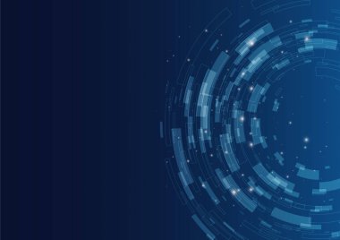 Koyu mavi dönen dijital teknoloji arkaplanı