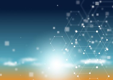 Parlak gökyüzü ve bilimsel görüntü arkaplanı