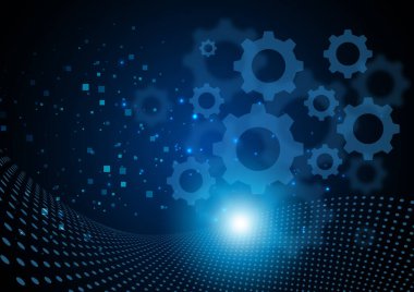 Dişli dijital resim mavi arkaplan