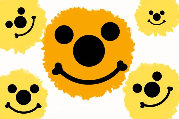 Cartoon Yellow Smiley Face White Background — Stock Photo, Image