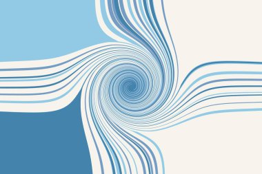 Merkezde kıvrılan çizgiler ve dalgaların olduğu soyut mavi arkaplan. Tasarımın için illüstrasyon.