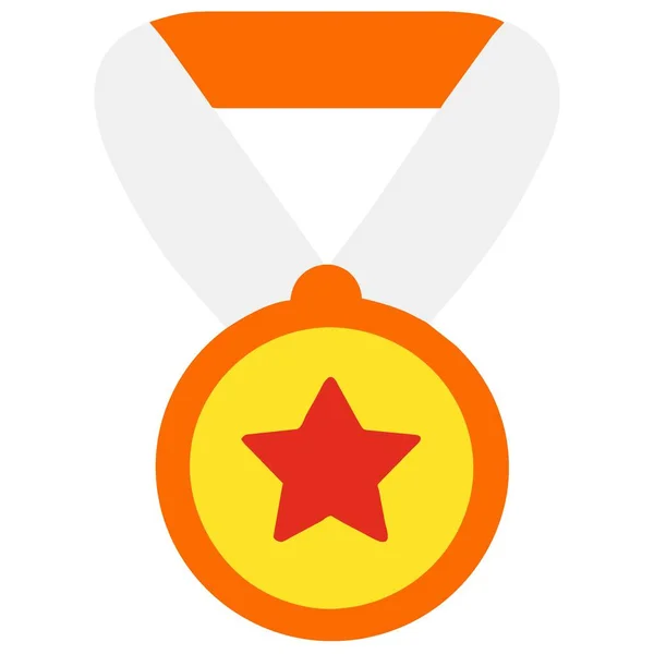 Orange Medal Flat Icon Creatively Illustrated Pristine White Background Perfect — Stock Photo, Image