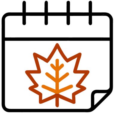 Akçaağaç yaprağı resimli takvim simgesi. Sonbahar 