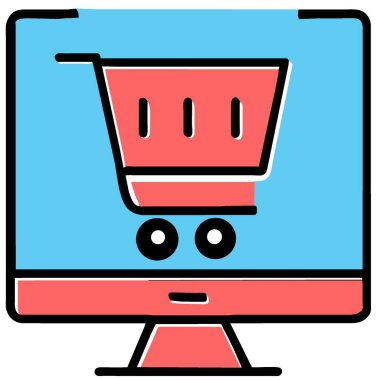 Bilgisayar ekranında alışveriş arabası. Online alışveriş konsepti, Kara Cuma 