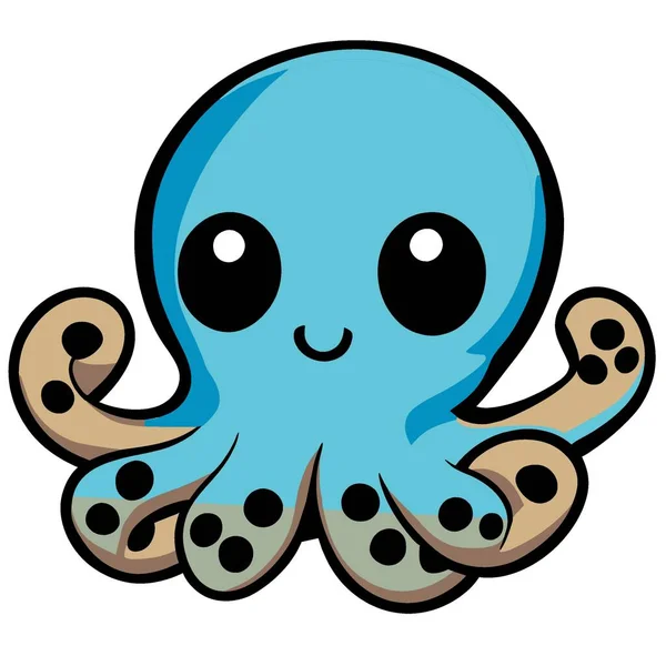 Cute cartoon octopus.illustration isolated on white background.