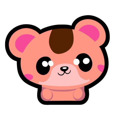Beyaz arka planda şirin bir kawaii bebek ayı var. resimleme.