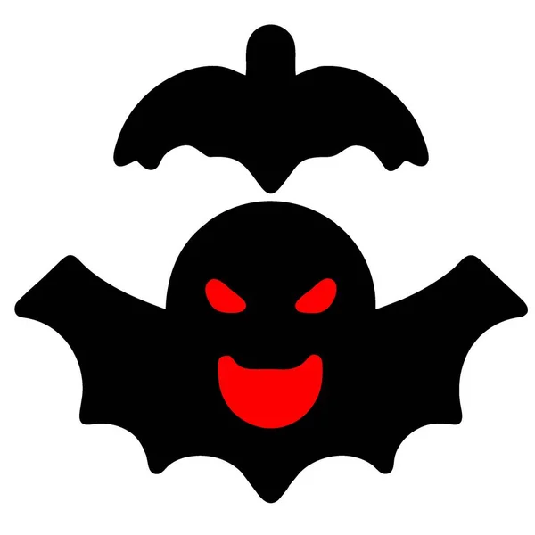 Icono Murciélago Negro Halloween Aislado Sobre Fondo Blanco Feliz Halloween — Foto de Stock