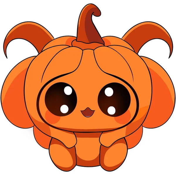 Cute Cartoon Pumpkin Illustration Isolated White Background Halloween — Stock Photo, Image