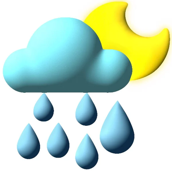 Znakomita Ilustracja Płynną Mieszanką Chmur Deszczu Księżycowych Ikon Pogodowych Urzekające — Zdjęcie stockowe