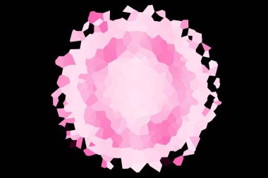 Siyah zemin üzerinde merkezi bir küre oluşturan pembe çokgenli soyut bir arkaplan. Tasarımın için illüstrasyon