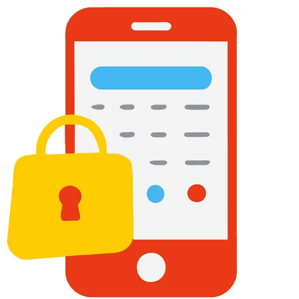 Smartphone with padlock and password icon, Payment security, flat design