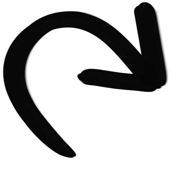 Web sitesi tasarımı, logosu, uygulaması ve çalışması için Kara Ok simgesi. Kara ok yön sembolünü gösteriyordu. Eğri ok işareti. 3B biçim.