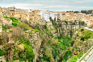   Cezayir 'in Konstantin şehrinin bir tepenin üzerindeki panoraması                         