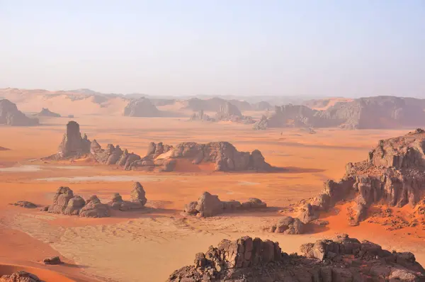 Erosione Dell Arenaria Nel Deserto Algerino Del Sahara — Foto Stock