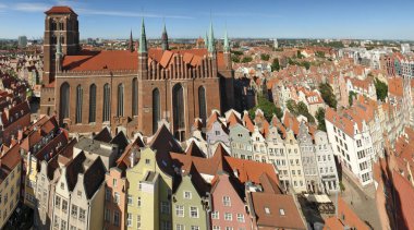 Belediye binasının kulesinden Gdask Panoraması