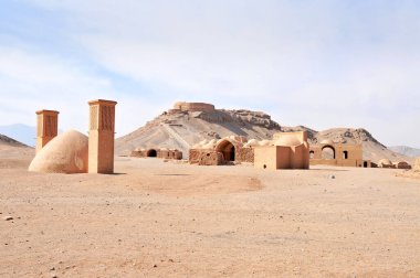 A Tower of Silence built by Zoroastrians for excarnation in Yazd, Iran clipart