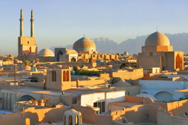 İran 'ın Yazd şehrinin Panoraması