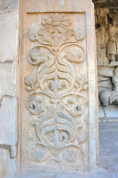 stock image    Taq-e Bostan  site with a series of large rock reliefs  from the era of the Sassanid Empire of Persia, Iran                        