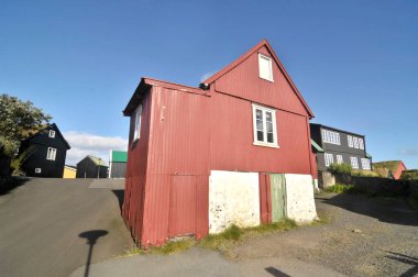 Faroe Adaları 'nın başkenti Torshavn' un eski Tinganes kasabası. 