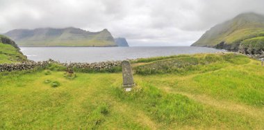 Church at Vidareidi village in Faroe Islands, Atlatntic Ocean, Denmark clipart