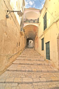 İtalya 'nın Matera şehrinin dar sokakları