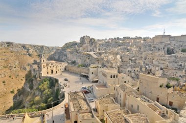   İtalya 'nın Matera şehrinin Panoraması                             