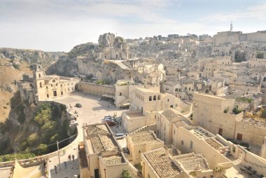   İtalya 'nın Matera şehrinin Panoraması                             