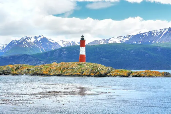 stock image Les Eclaireurs  lighthouse standing on the  island east of Ushuaia in the Beagle Channel, Tierra del Fuego, southern Argentina.