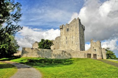 Ross Castle, Killarney 'deki Lough Leane' in köşesindeki 15. yüzyıldan kalma bir kule. 