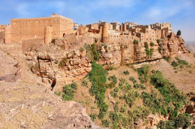   Kawkaban, Yemen, tepedeki antik bir kale kasabası.                             