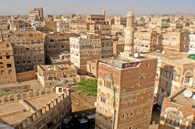   Yemen 'deki eski Sana' a şehrinin manzarası                             