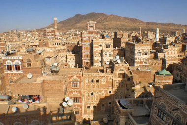   Yemen 'deki eski Sana' a şehrinin manzarası                             