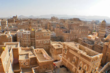   Yemen 'deki eski Sana' a şehrinin manzarası                             
