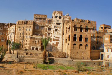   Yemen 'deki eski Sana' a şehrinin manzarası                             