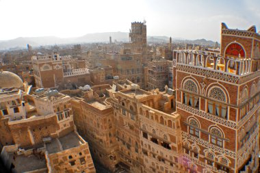   Yemen 'deki eski Sana' a şehrinin manzarası                             