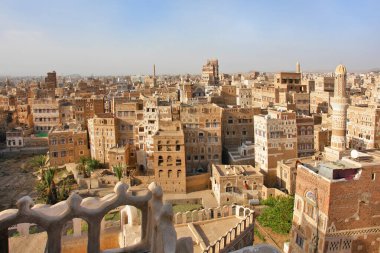   Yemen 'deki eski Sana' a şehrinin manzarası                             