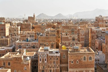   Yemen 'deki eski Sana' a şehrinin manzarası                             