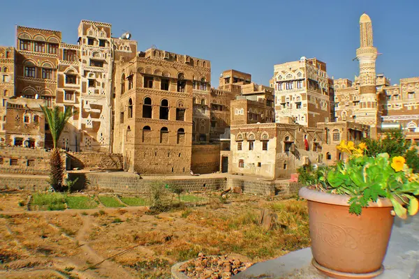   Yemen 'deki eski Sana' a şehrinin manzarası                             