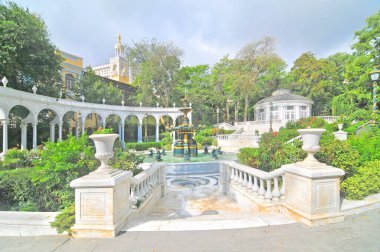  Bakü şehir merkezindeki Fountains Meydanı, Azerbaycan 'ın başkenti