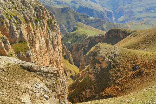 stock image Road to the village of Khinaliq running through Greater Caucasus range located in the Quba District inAzerbaijan