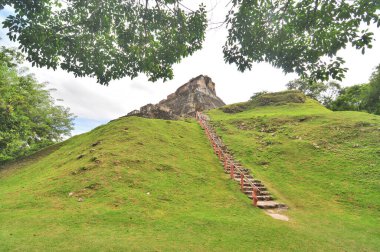 Xunantunich - Batı Belize 'deki antik Maya arkeolojik alanı El Castillo piramidi ile