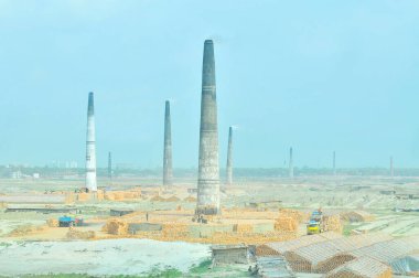 Brick kilns on the plains of Bangladesh clipart