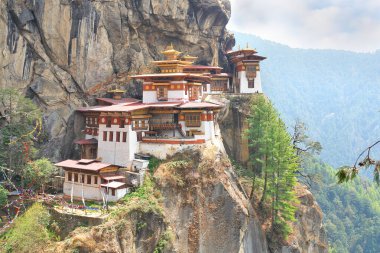 Taktshang Manastırı, Bhutan 'da bir kaya kayalığında kaplan yuvası olarak adlandırıldı.